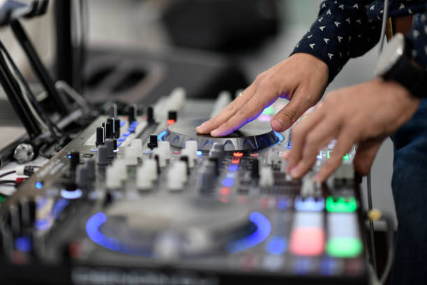 Fingers of sound producer on a disk of controller.